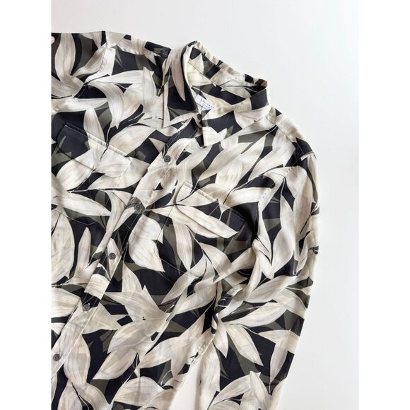 EQUIPMENT Slim Signature Leaf Print Crepe De Chine Button Up Shirt, Size L - Picture 5 of 13